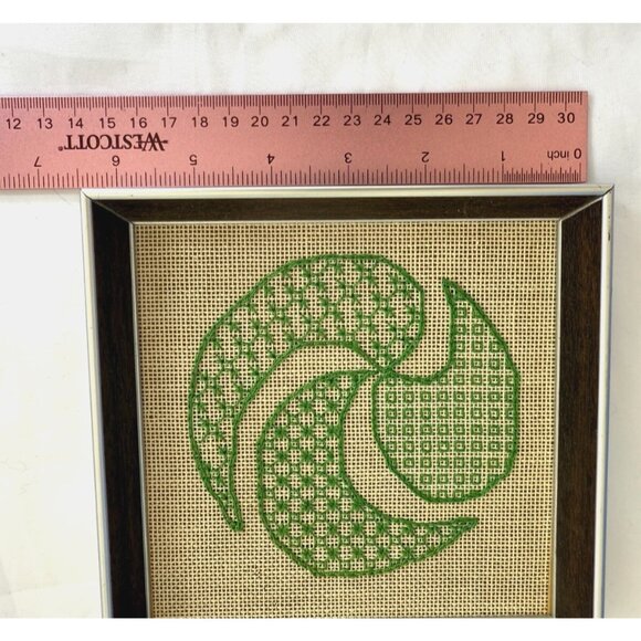 Vintage Completed Counted Cross Stitch Framed Geometric pattern - Picture 4 of 5